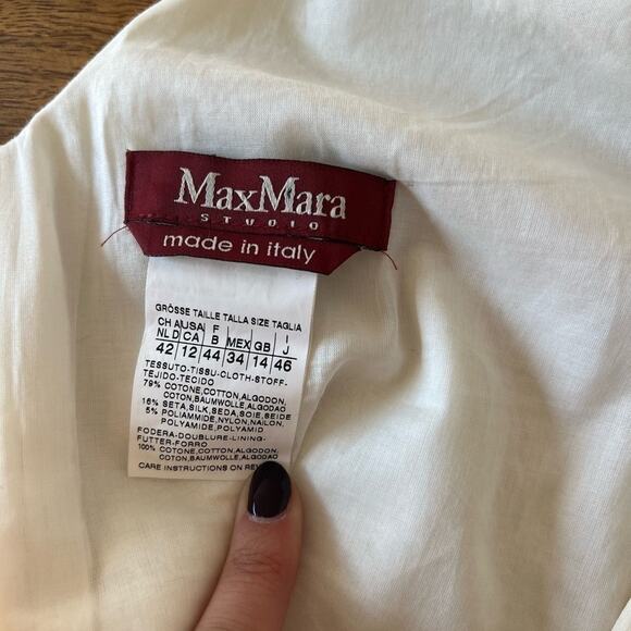 MAXMARA IVORY JACQUARD COTTON SLEEVELESS DRESS SIZE 12 - Picture 4 of 9